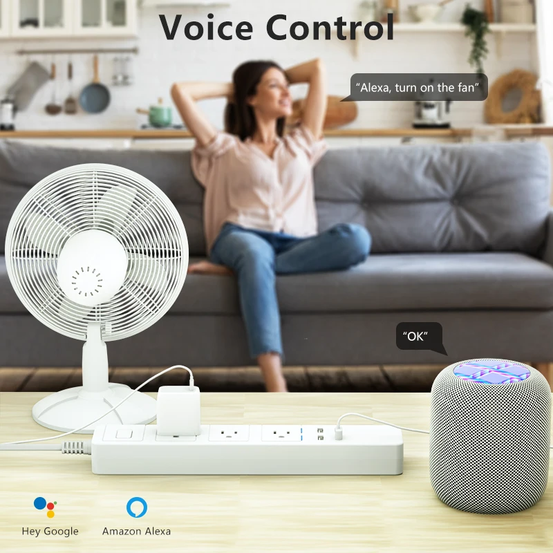 Socket With Alexa Google Home 4 Usb Ports Power Cord With Timer Tuya Wifi Smart Universal Power Strip Surge Protector Extension