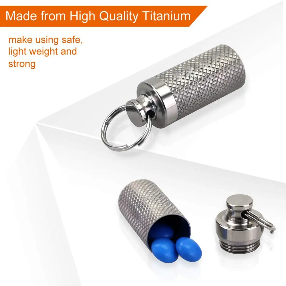  VANSU Titanium Waterproof Keychain Pill Holder