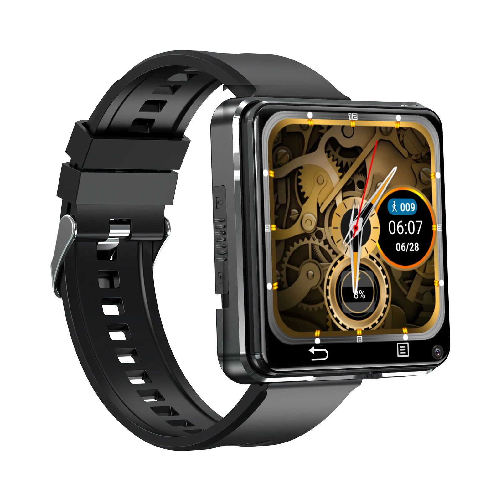 2024 PGD Smart Watch 4G Sim Card Android Phone 5G GPS WIFI Dual Camera Waterproof IP67 Activity Tracker Email Black Color