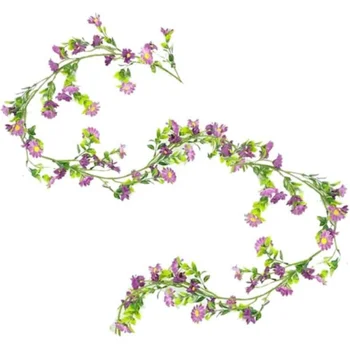 Artificial Daisy Flowers Vine Silk Garland Hanging Vines Spring Flower Vine Green Leaves Wall Party Wedding Arch Floral Decor