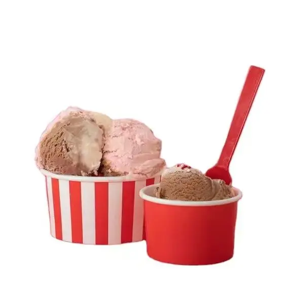 Wholesale biodegradable paper ice cream cup custom pint 500ml 16 oz ice cream container with dome lid spoon