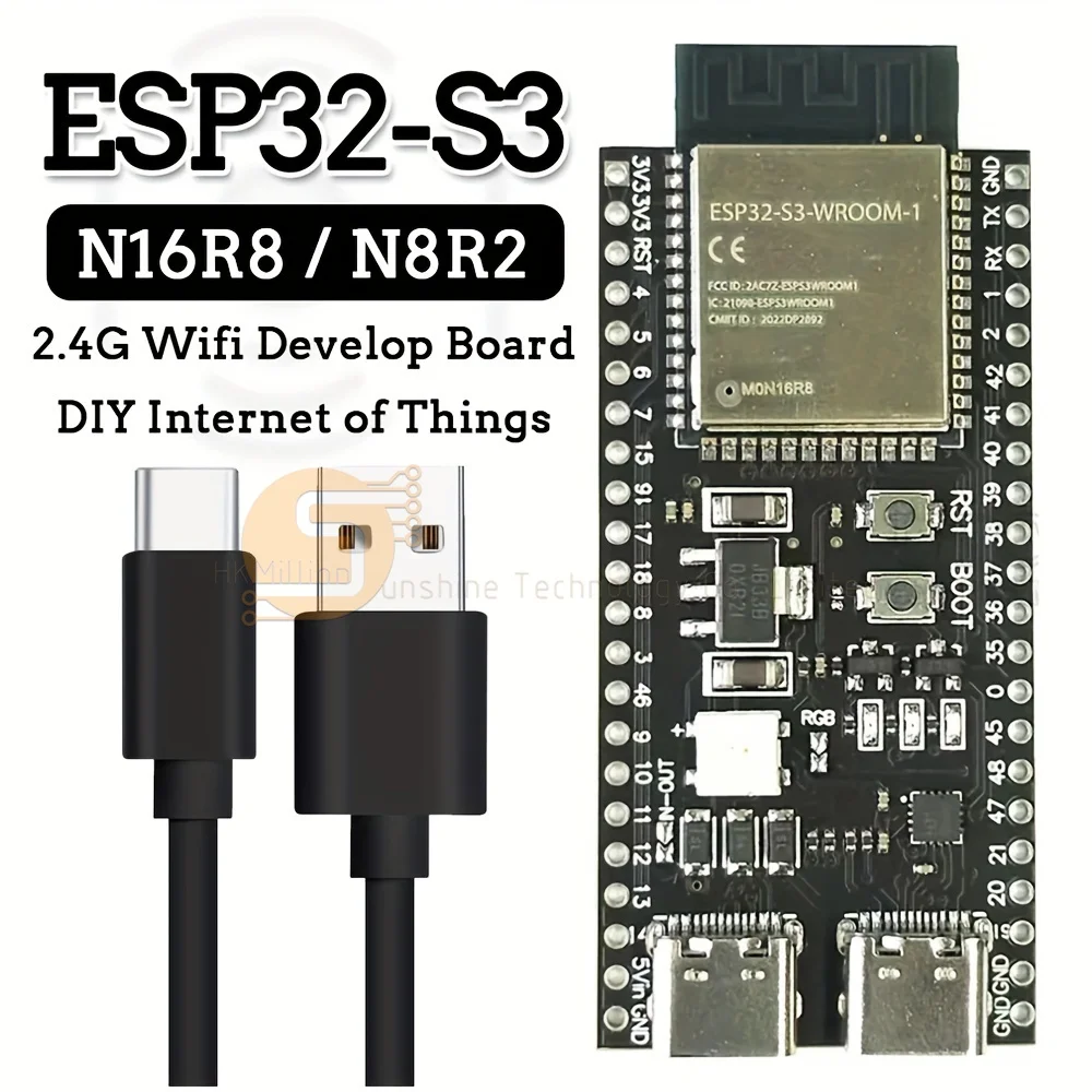 ESP32-S3 Development Board 2.4G Wifi Module for Arduino ESP IDF ESP32-S3-WROOM-1 N8R2 N16R8 44Pin Type-C 8M PSRAM ESP32 S3