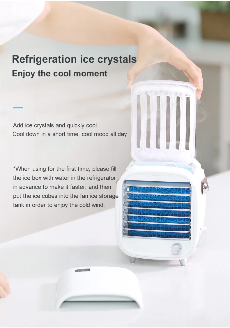 Air Cooler Fan Factory Portable Desktop Cooling Fan Square White  Air Conditioner EU US UK Standard Plug