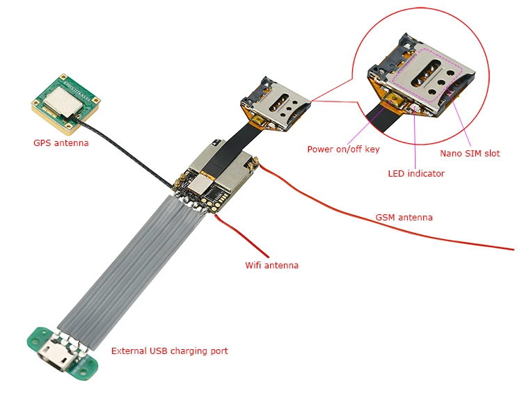 最新の最小GSM GPSトラッカーチップZX310 GPS+Wifi+LBS GPS追跡PCB基板