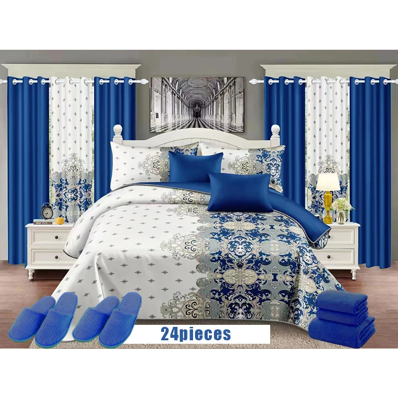 Wholesale Bedding Sets With Matching Curtains 24 Pieces Curtain Bedding