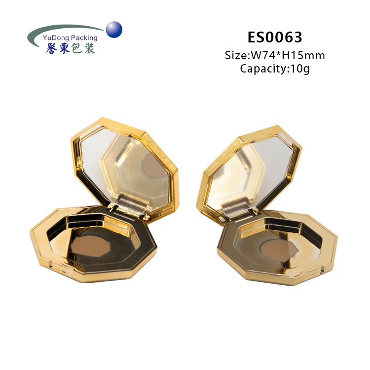 Custom Octagon Shape Gold Empty Blush Compact Powder case Blush Container Blush Packaging
