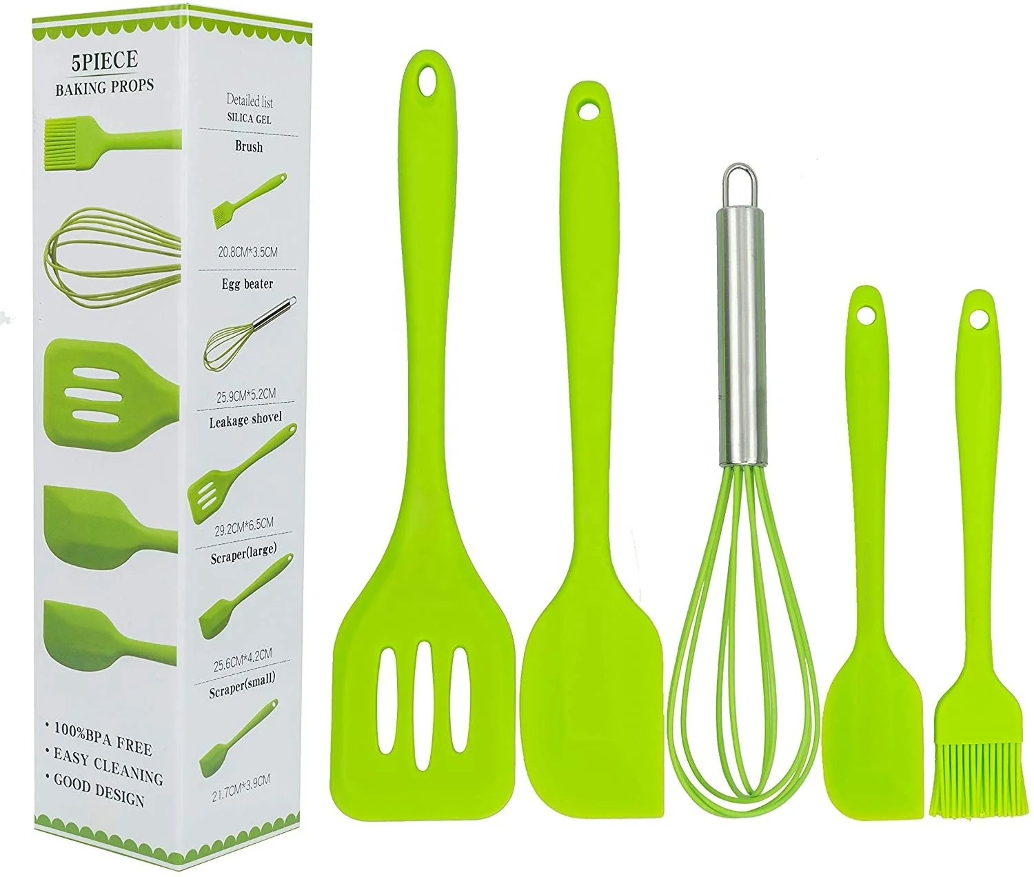 Silicone Kitchenware Set Scraper 5-piece Baking Tool Set Cooker Spatula Cooking  Spoon Shovel Baking Props