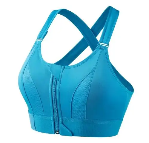 Plus Size Adjustable Belt Front Zipper Sports Bra Gathered Without Steel  Ring Shockproof Underwear