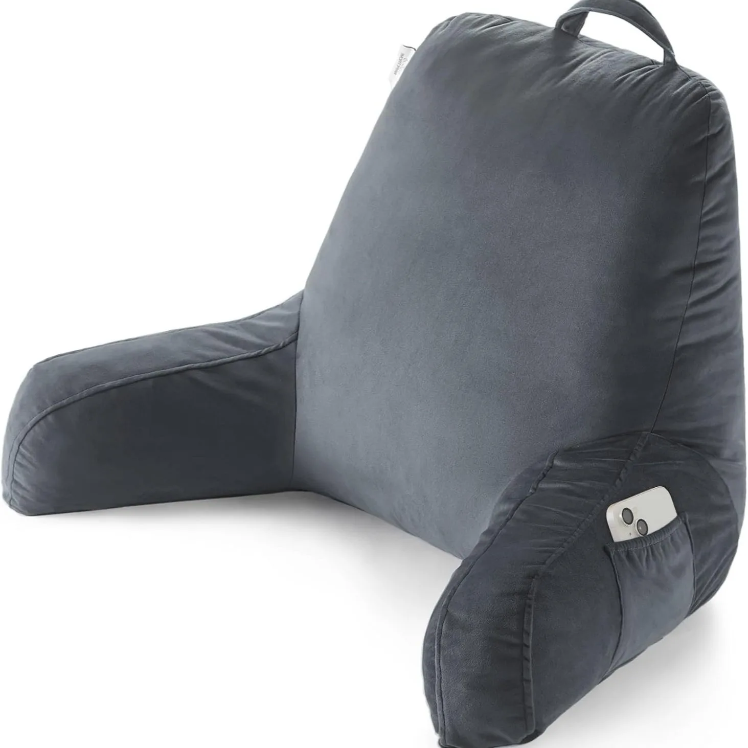 Custom Size Easy Carry Side Pocket Removable Cover Back Rest Filling Shredded Memory Foam Bed Reading Pillow With Arms