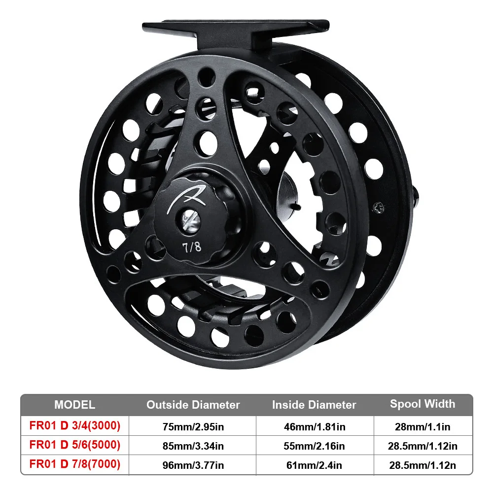 5/6 Fly Fishing Reels Black Fly Fishing Reel Large Arbor for Reservoir