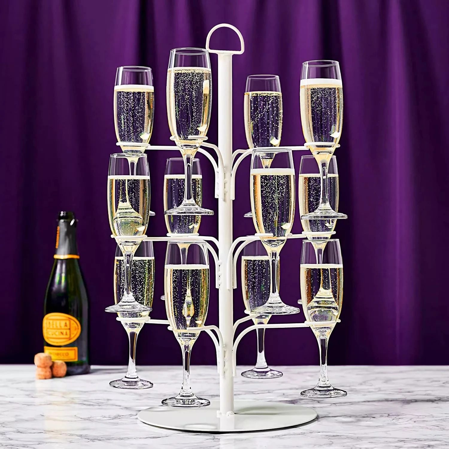 Freestanding Tabletop Black Cocktail Rack Glass Holder With 12 Arms For