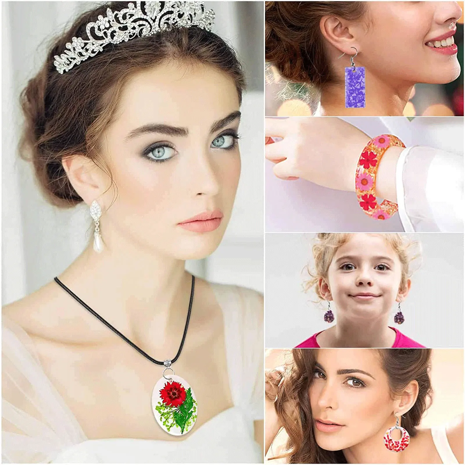 Resin Kit for Beginners with Resin Molds Silicone and Epoxy Resin Supplies Include Pigment Glitter Necklace Cord Earring Hooks