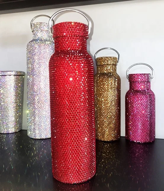 Sparkly Stainless Steel Glass Cup Custom Drink Bottle Bling Rhinestone