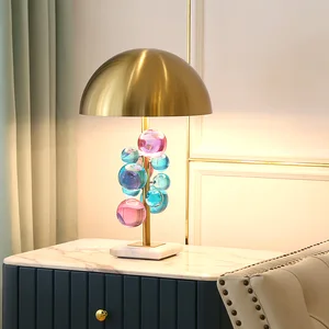 Postmodern Creative Desk Lamp Color Crystal Ball Light Luxury Living Room Bedroom Model Children's Room Decorative Lamp