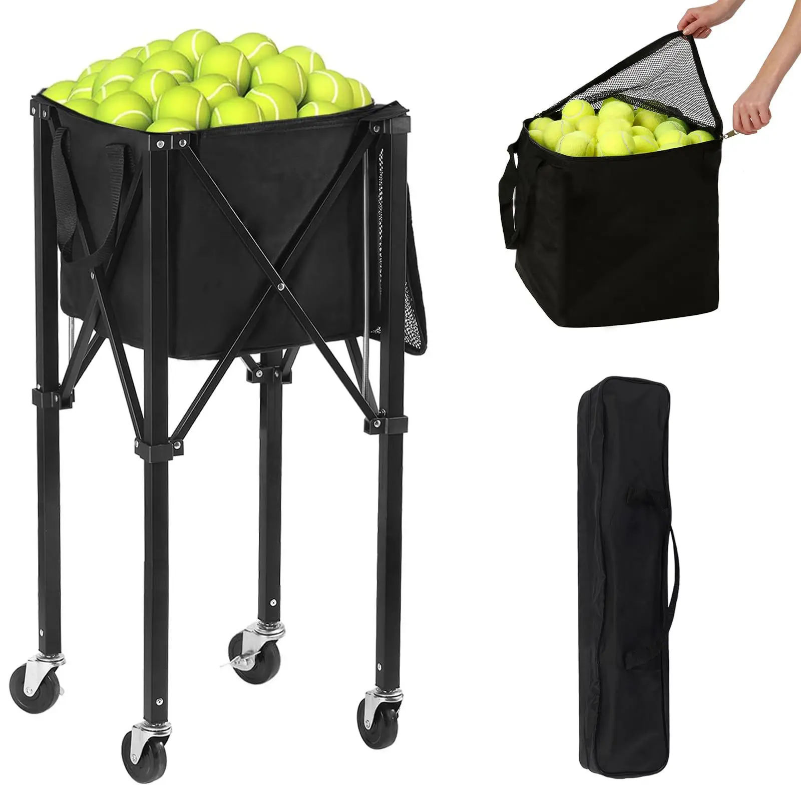 150 Ball Capacity Gamma EZ Travel Cart - 150 Ball Tennis Hopper