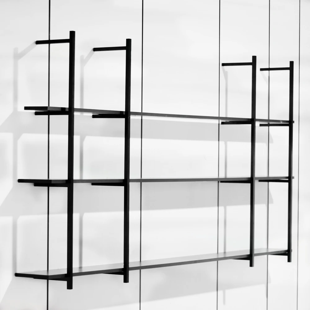 Floating Ladder Bookshelf Rustic Metal Wooden Wall Mount Bookshelf