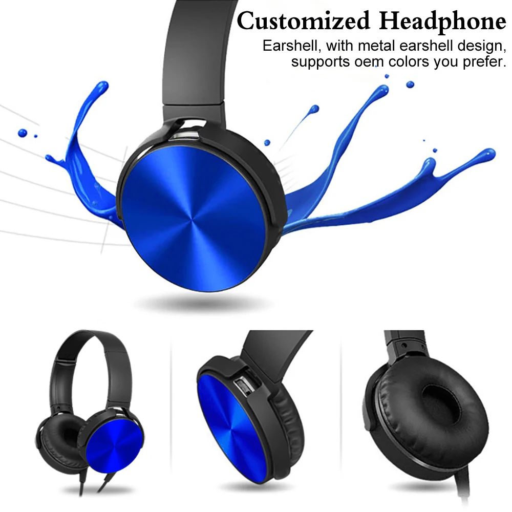 
 Складной металлический игровая гарнитура наушники Экстра с проводом, регулятор баса, наушник для ди-джей с микрофоном  