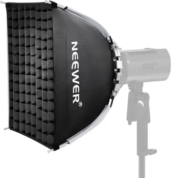 NEEWER 15.7"x15.7" Quick Setup Foldable Softbox Square With Diffusers/Honeycomb Grid/Bag, Bowens Mount Compatible With Godox