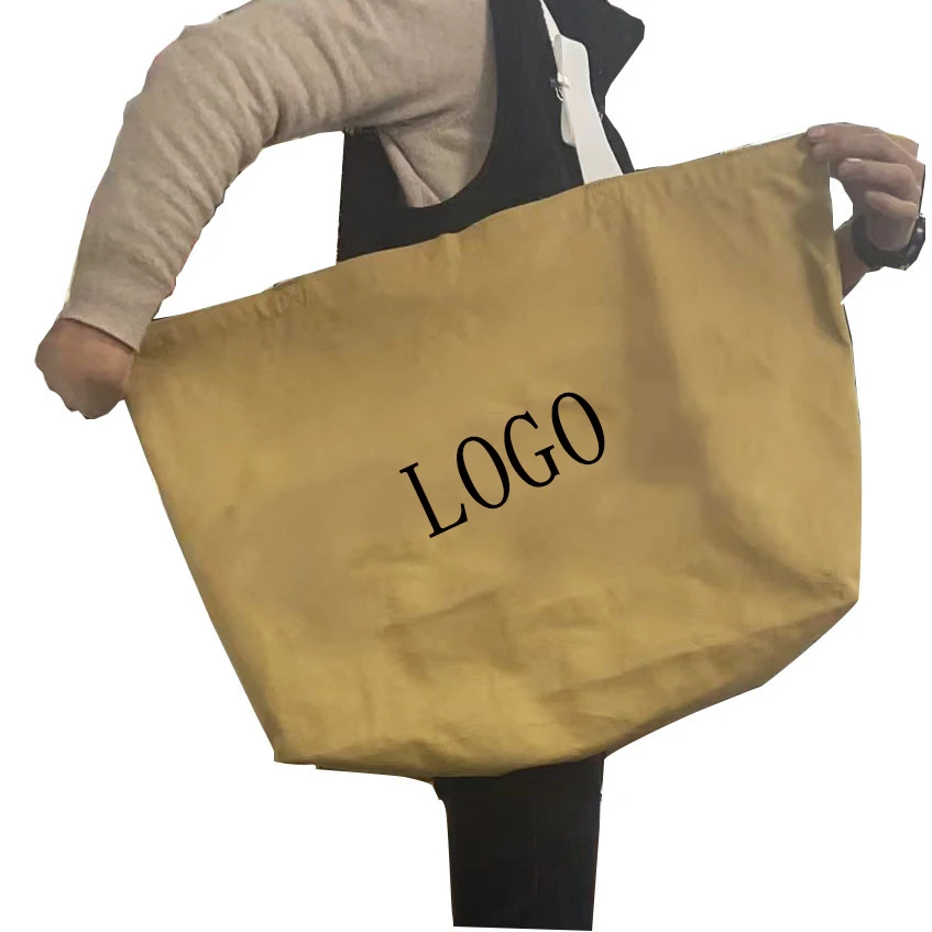 Custom Logo Large Eco-Friendly Cotton Canvas Tote Bag Oversized Weekender Handbag for Grocery Shopping Giant Shopper Gift