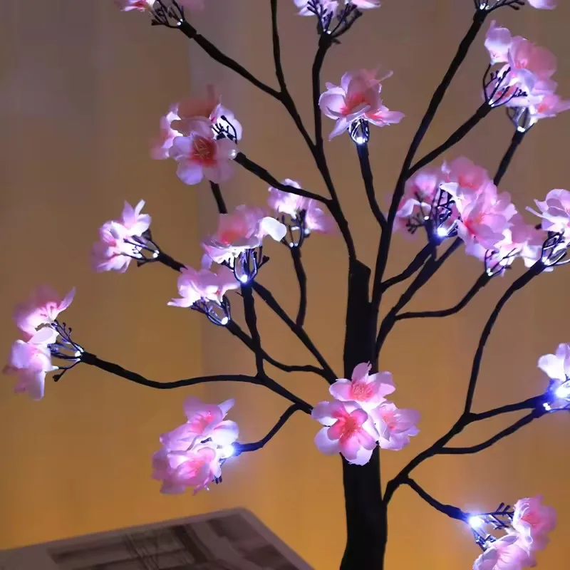 Spring New Product Led Peach Blossom Lamp Fairy String Lights Battery Operated Artificial Tree Lamp Bedroom Room Decoration