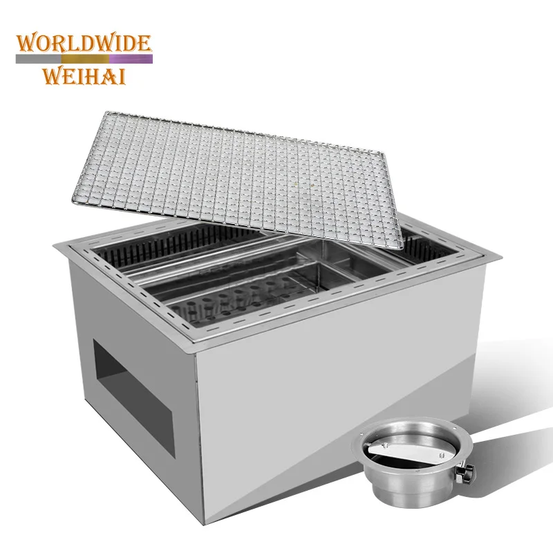 Rectangle Charcoal Korean BBQ Grill - Smokeless & Durable