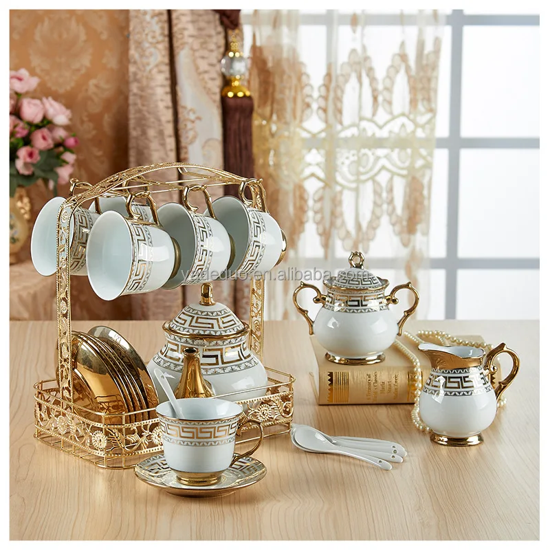 Ceramic Arabic Gold Tea Cup Set - Plated-Gold Teaware