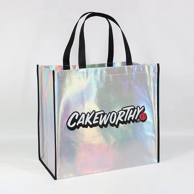 Luxury Colour Laser Non-woven Bags Reusable Promotion Tote Shopping Bag manufacture