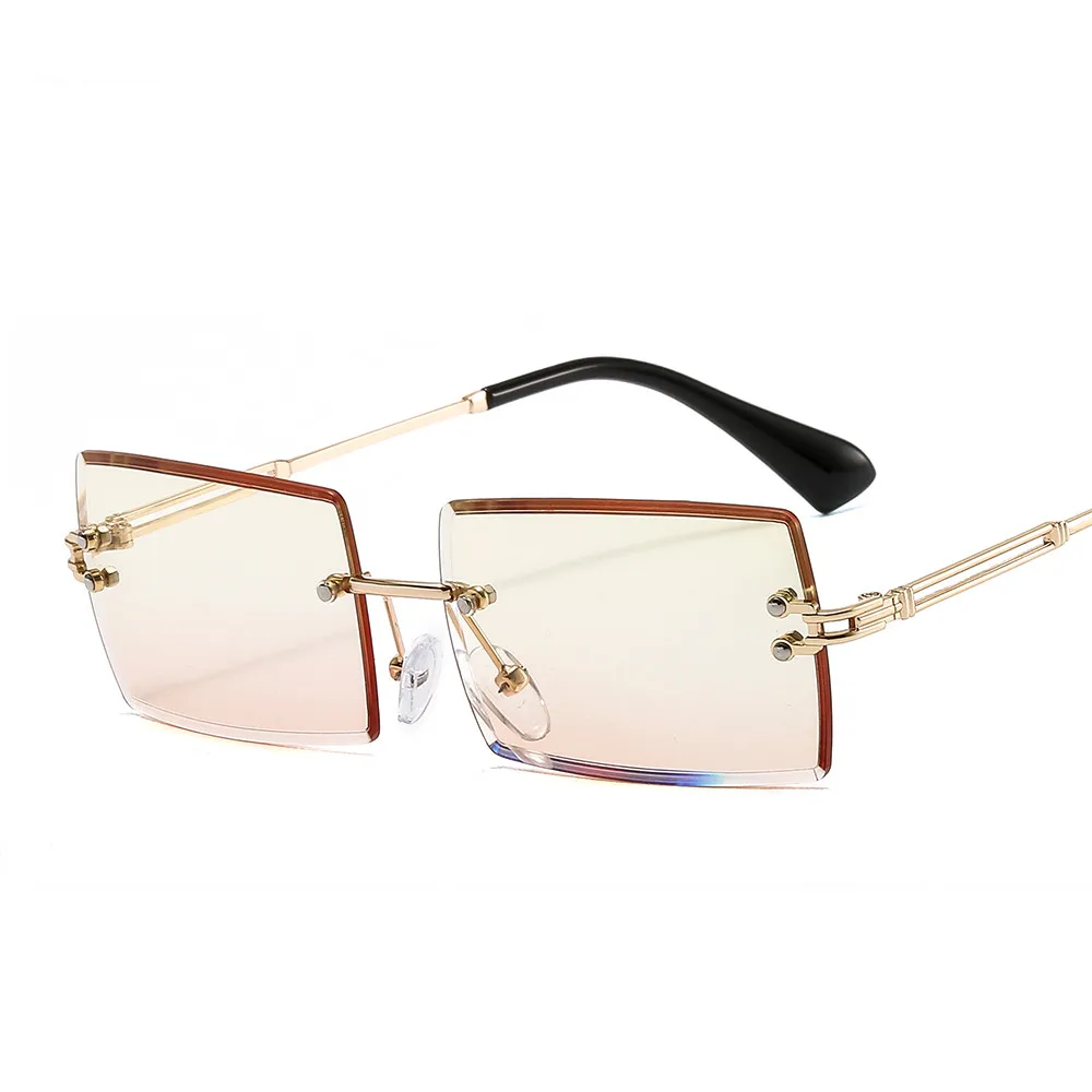 晨Rhinestone Glasses Fashion Transparent Square Sunglasses Fashion Sha, Gold with Crystal