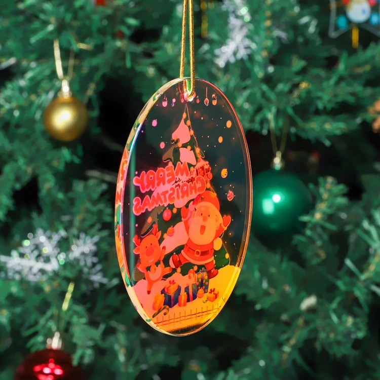 product factory wholesale cheaper glass pendant uv printing custom merry christmas ornament gifts christmas decoration supplier-35