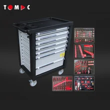 Tomac 7-Drawer Heavy Duty Tool Cabinet with Tools Large Rolling Cabinet, Includes 193PCS Tools in 5 Drawers