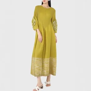 High-quality Women's Fashion Dress with a Stylish Design Stretchy Pleated Print Casual Dress Loose Polyester Dress