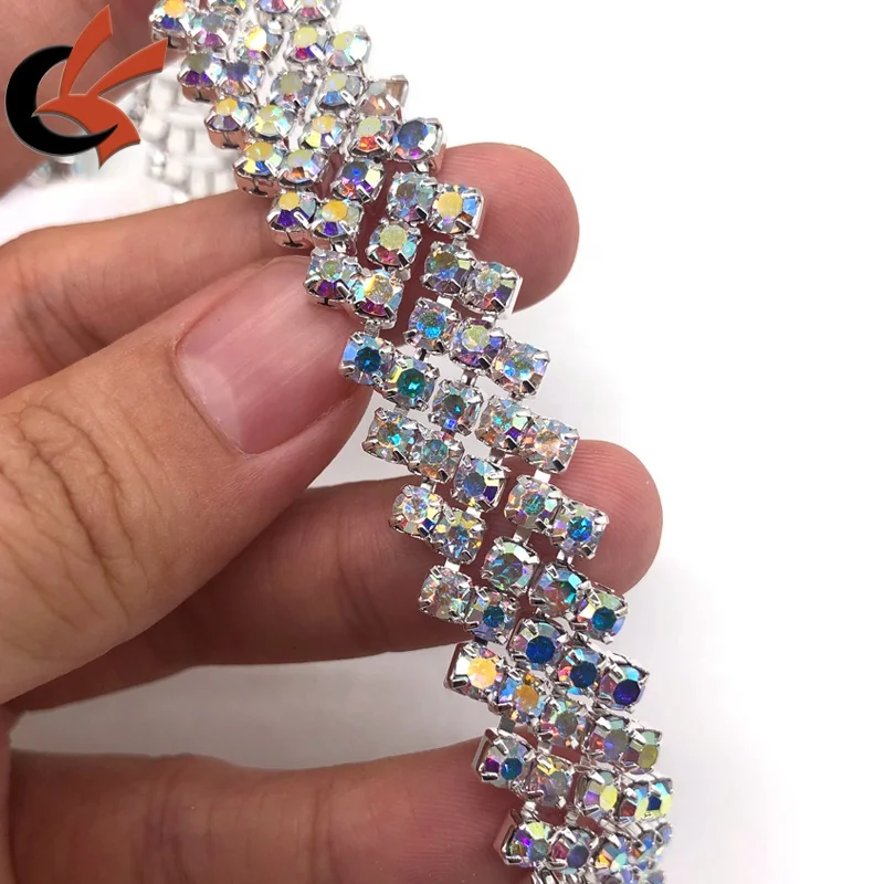 Silver Crystals Rhinestone Chain Trim Diamond Belts Trimming for DIY Clothes Accessory Dress Belts Headpiece Jewelry Making