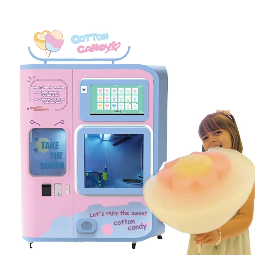 Máquina automática comercial para fabricar hilo dental de malvavisco, máquina expendedora de algodón de azúcar personalizable