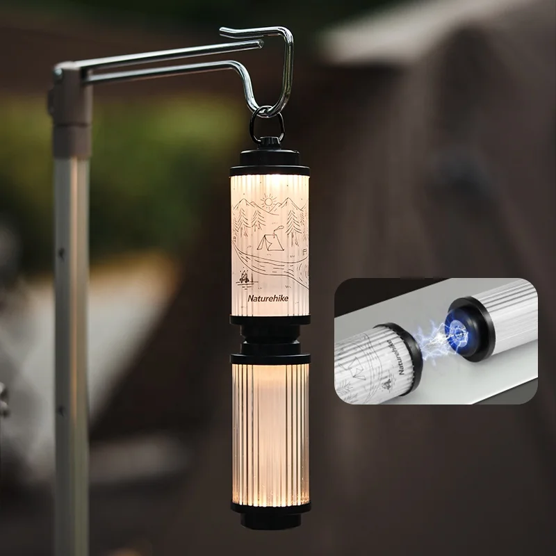 Naturehike Nabíjateľná Nastaviteľná retro LED lampa so svetelným zdrojom IPX4 USB nabíjacia vonkajšia kempingová lampa