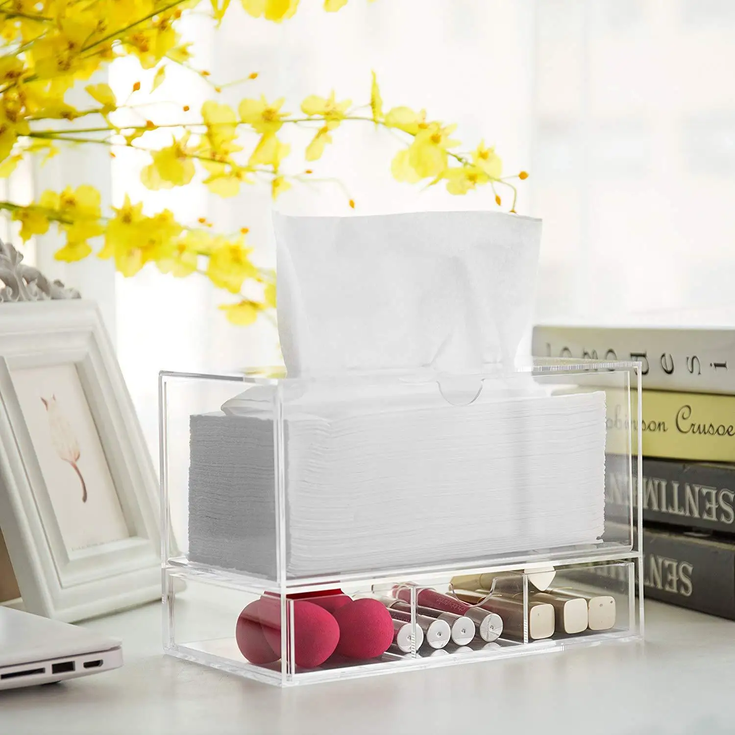 Transparent Acrylic Tissue Box Sterilized Tampon Storage Box Pullout