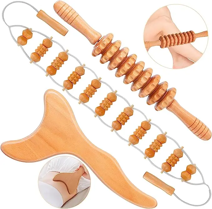 3 In 1 Wood Therapy Massage Tools Anti Fat Massager High Efficient Body Shaping Tool 100 7916