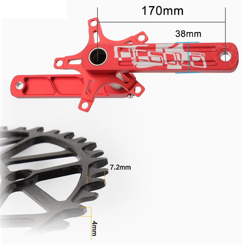 LiteproEDGE折りたたみ自転車クランクセット170mmBMX  50/52/54/56/58T412修正BCD130mmシングルチェーンリング折りたたみ自転車スプロケット