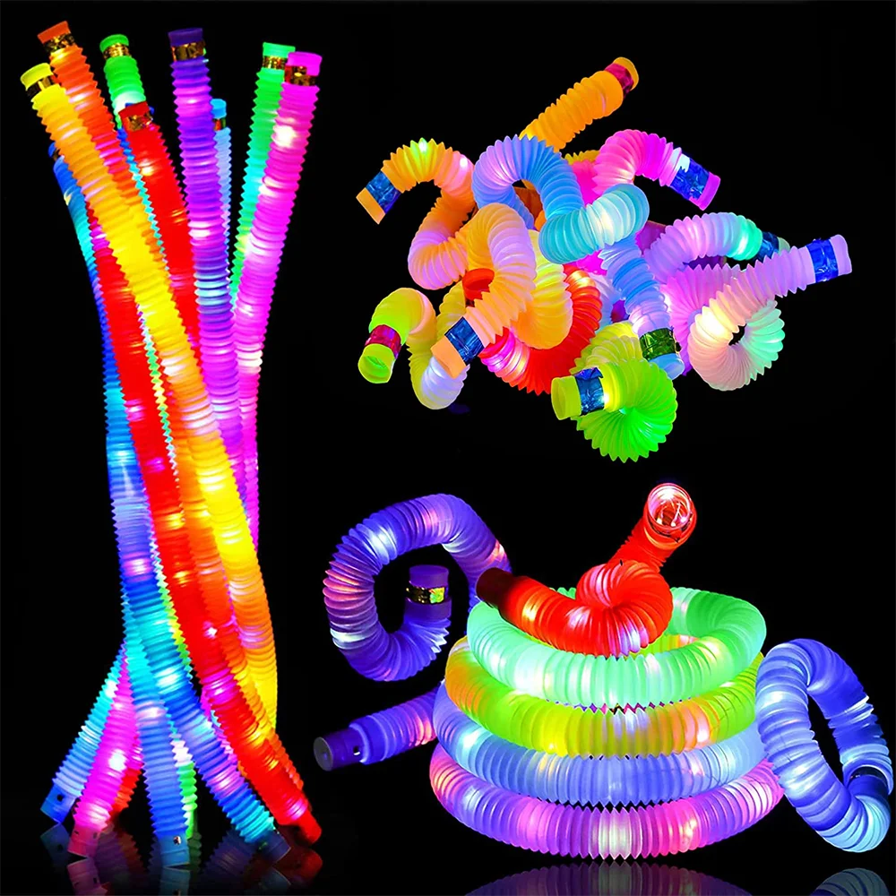 Fl Fast Delivery 2023 Glow In The Dark Led Pop Tubes Plastic Fidget Sensory Toys Set Led Fidget