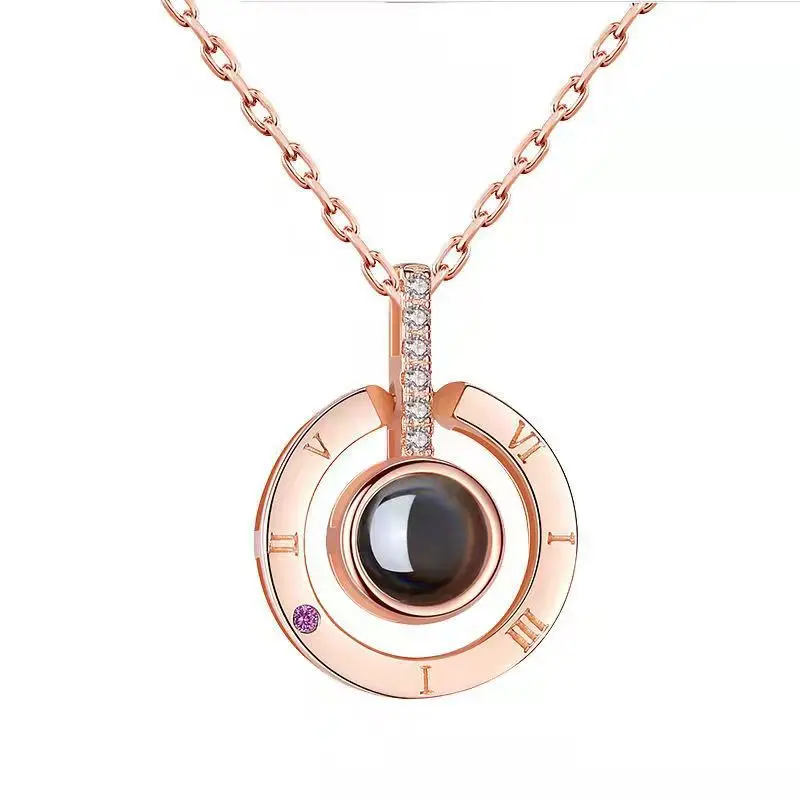 Duoying Personalized Picture Projection Necklace for Women  Custom Photo Love Heart Pendant  Customized Portrait Jewelry