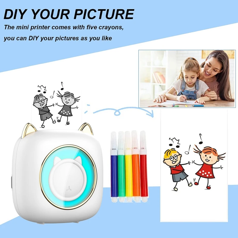 C23 Mini Pocket Thermal Label Printer Smart Portable Photo Printer with RGB Light