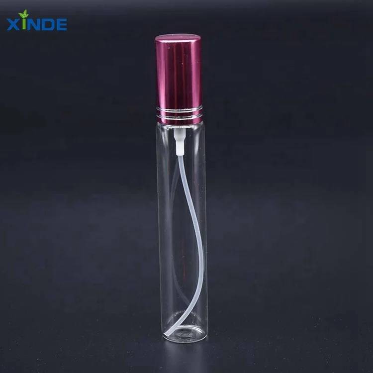 Sample free fancy clear tubular  spray glass bottle perfume bottles for skin care