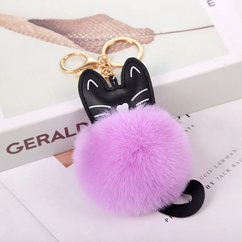 PIKADINGNIS Faux Fur Leather Poodle Shaped Keychain, Cute Fuzzy Pom Pom Bag  Charms Pendant for Women Girls 