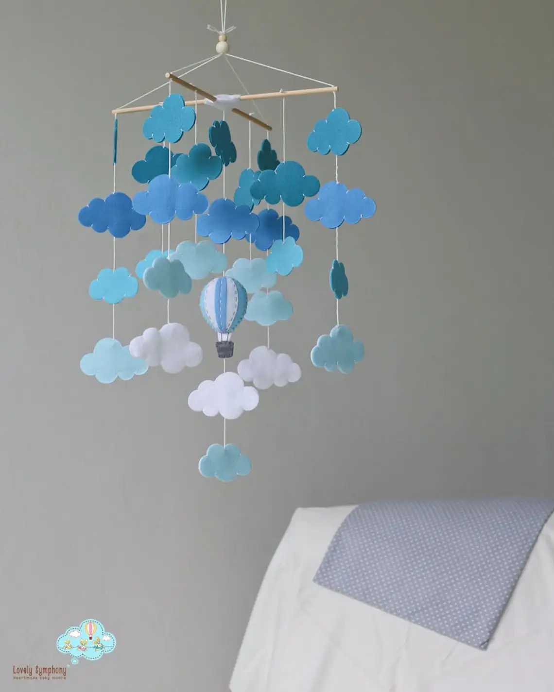 Детская комната украшение для детской комнаты антикварные синие облака Детские воздушные шары мобиль для детской кроватки для девочек и мальчиков