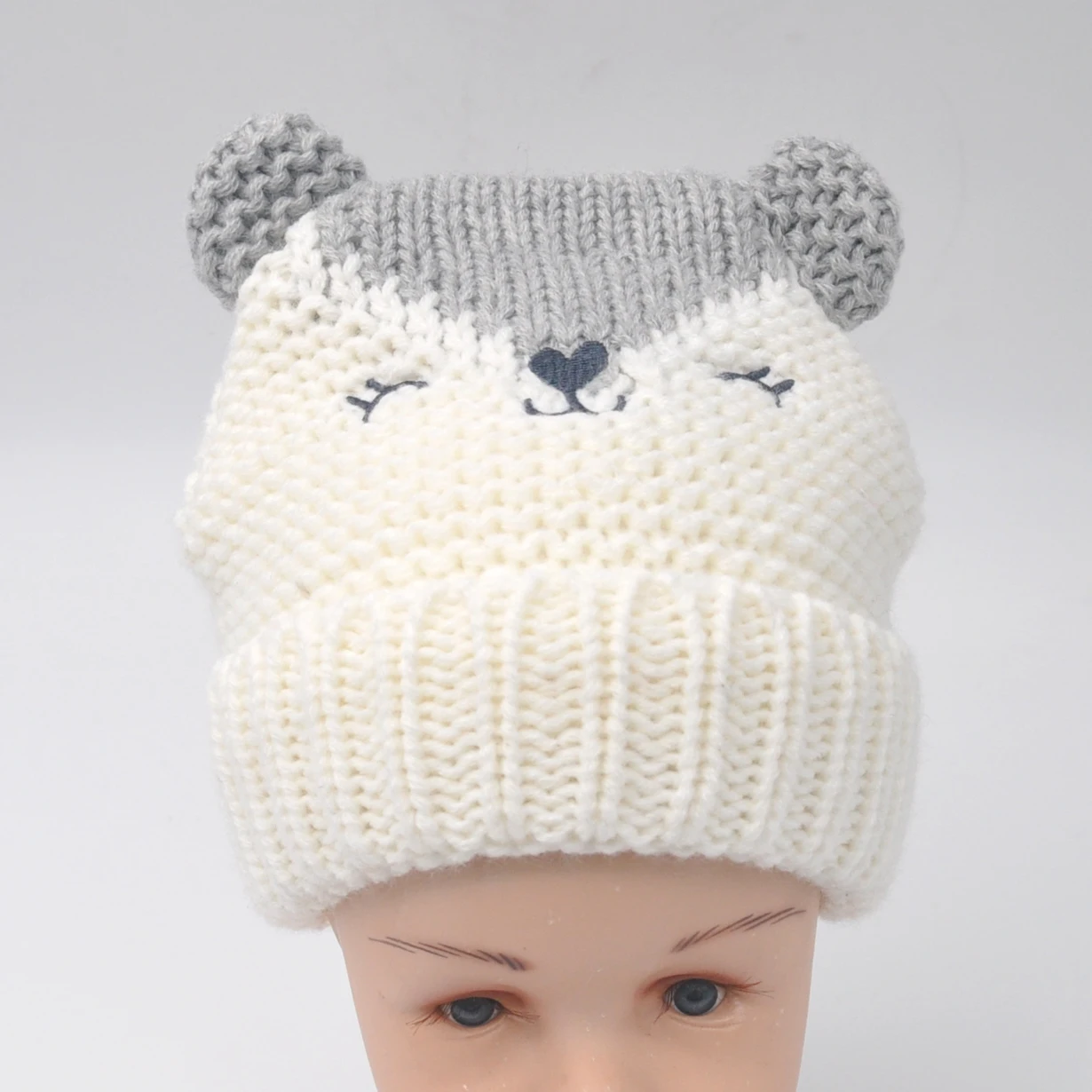 Зимняя теплая зимняя шапка для малышей вязаная бини