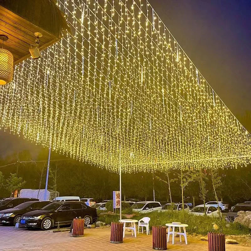 LED Starry Waterfall Waterproof Curtain Color String Light Shopping Mall Outdoor Engineering Decorative Light