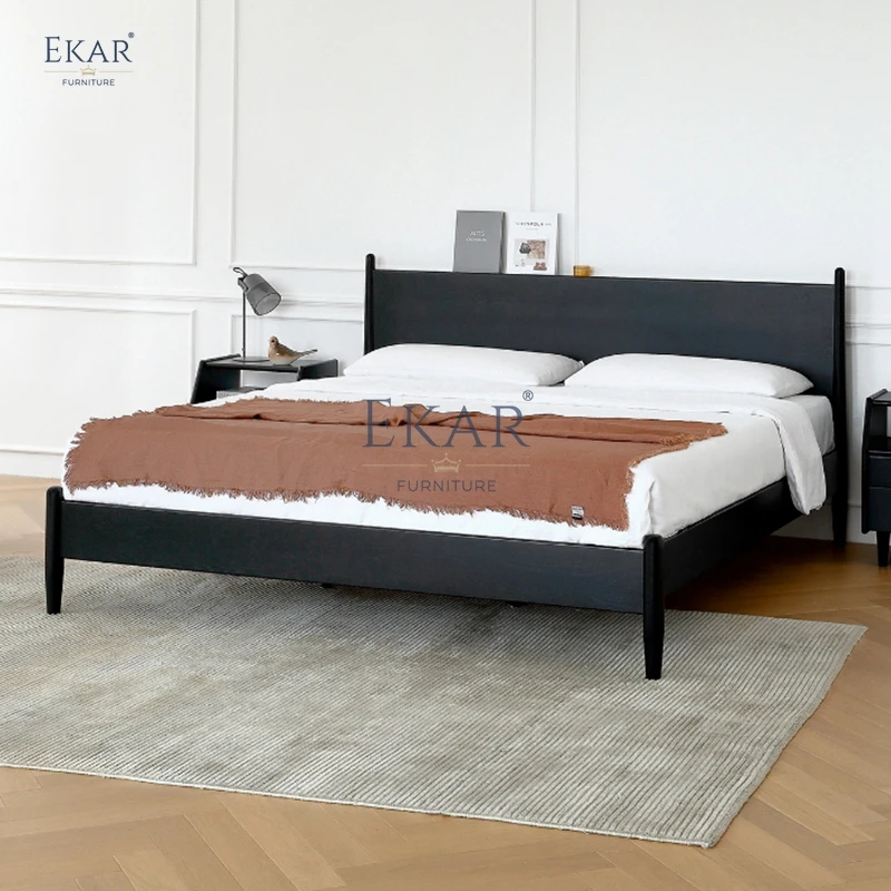 product new design modern cherry wood bedroom double bed-60