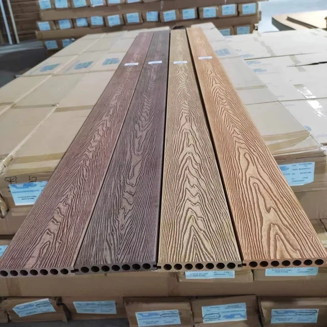 Cheap outdoor 3D wood grain wood-plastic composite waterproof floor pool wpc decking