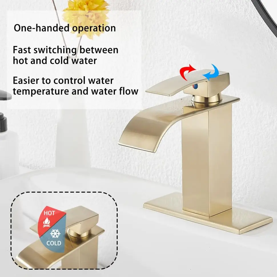 Lead Free Gold Brass Wash Face Bathroom Sink Faucets Pvd Mixer Basin