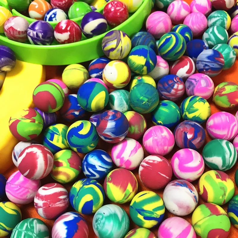 Mixed Stock Mini Bouncy Balls Logo Printing 20mm 27mm 32mm Colorful Plastic Rubber Vending Machine Promotional Toy for Bouncing