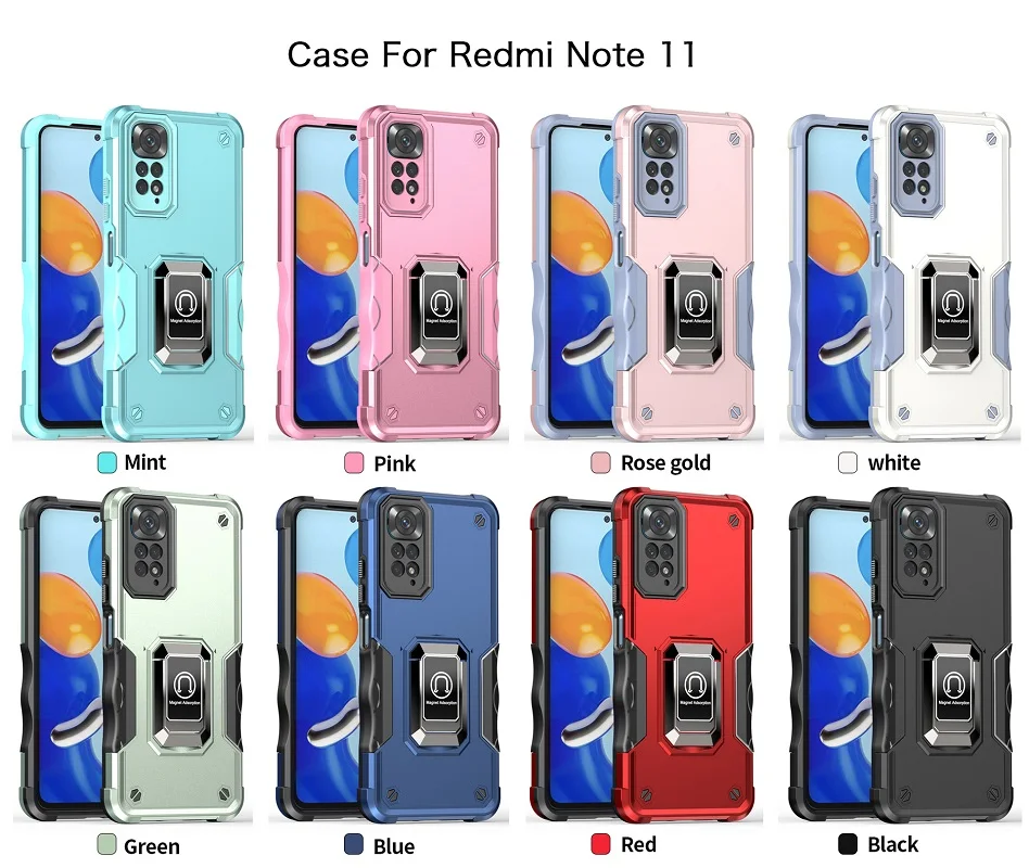 Shockproof Armor Case for Redmi Note 11 11S Global Version Ring Stand Phone Back Cover for Xiaomi Redmi Note 11 Pro + 5G